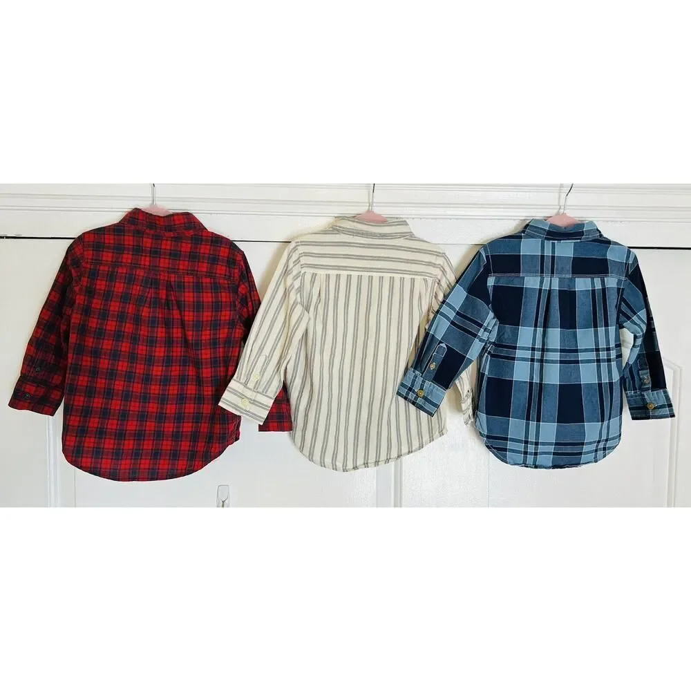 BABY GAP Set Lot of 3 Toddler Boy Button Down Collared Casual Dress Shirt 18-24m